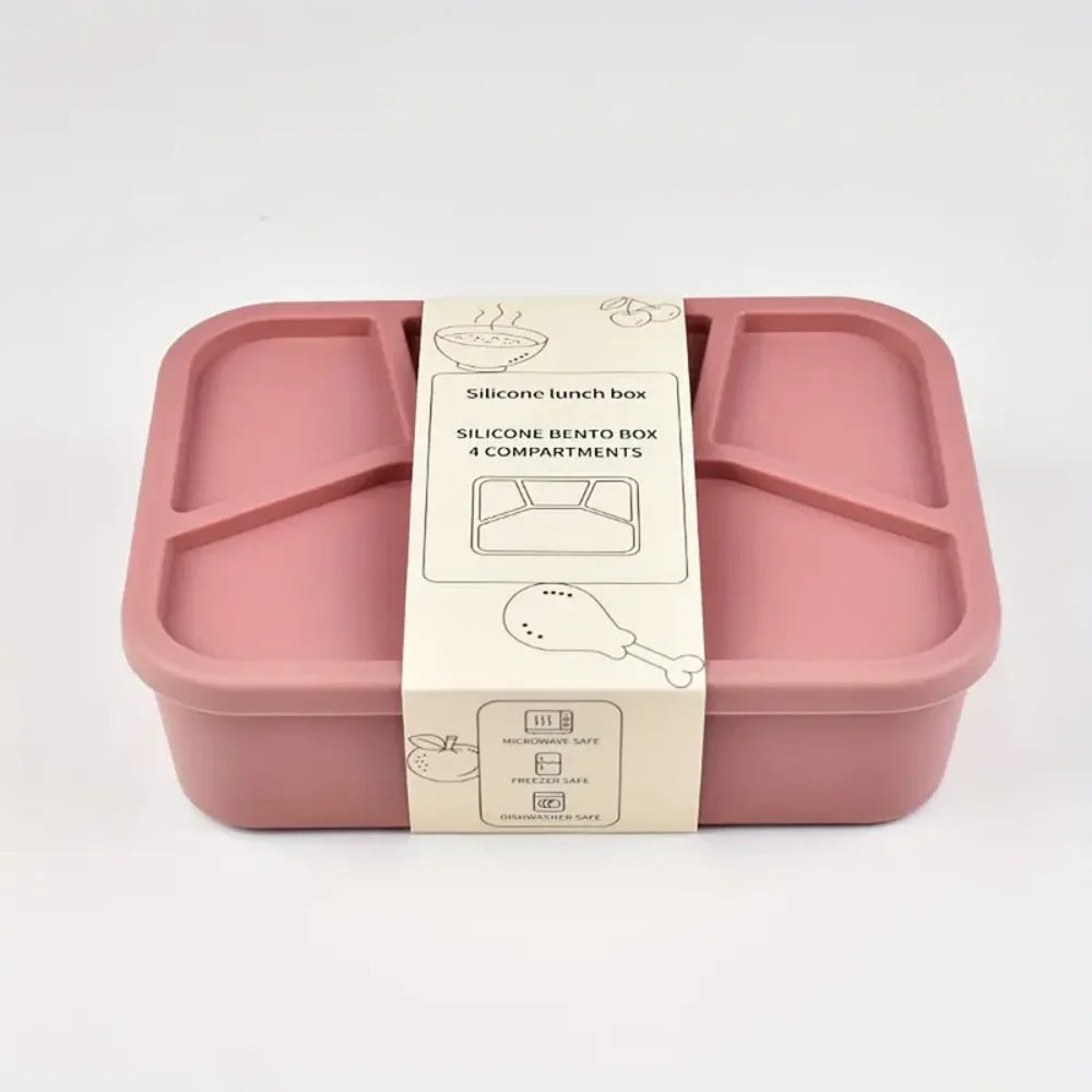 Eco-Friendly Leak-Proof Silicone Lunch Box with 4 Compartments