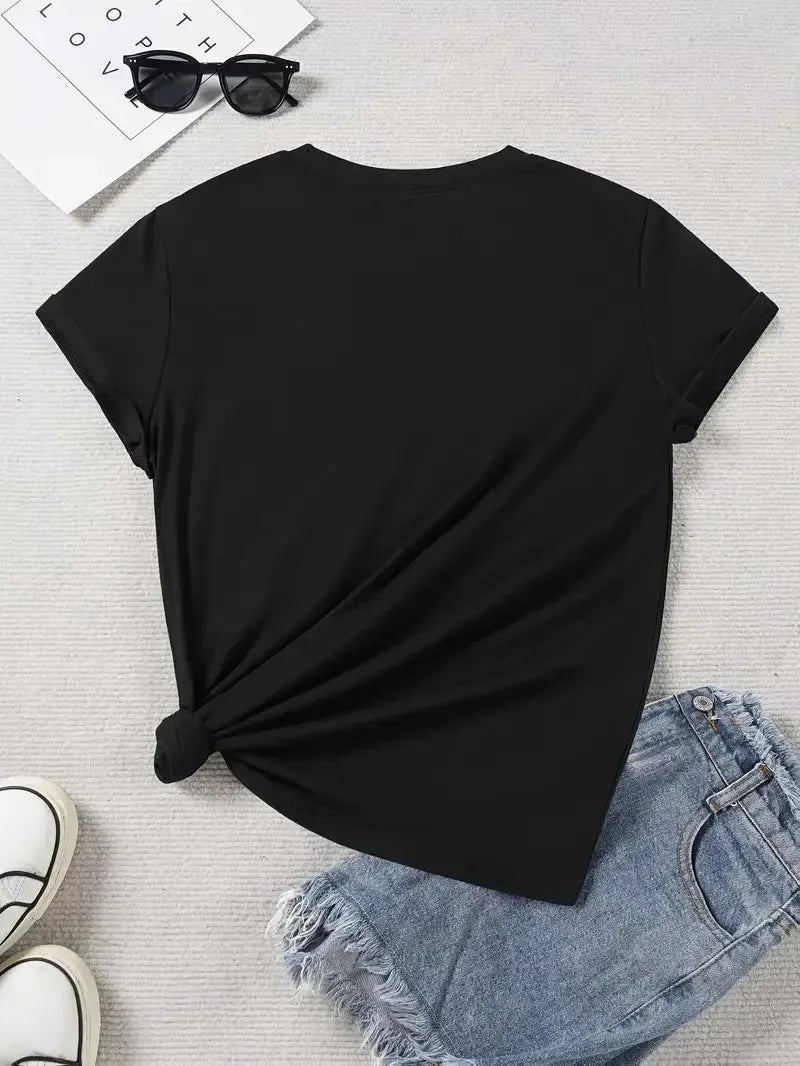 Ladies T-Shirt GYM THERAPY Double-Sided Print Summer Chic Round Neck T-Shirt Women's Trendy Versatile Short-Sleeved Top