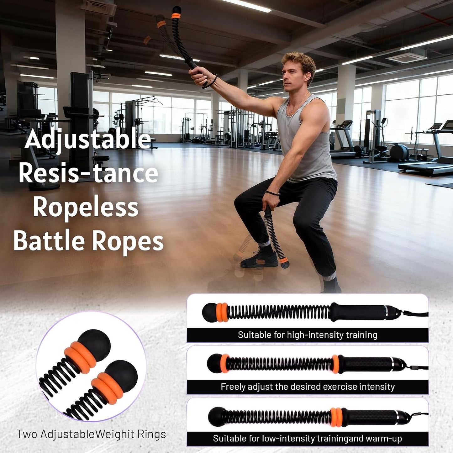 Ropeless Battle Ropes – Adjustable Resistance Cordless Training Ropes for Home HIIT Workouts