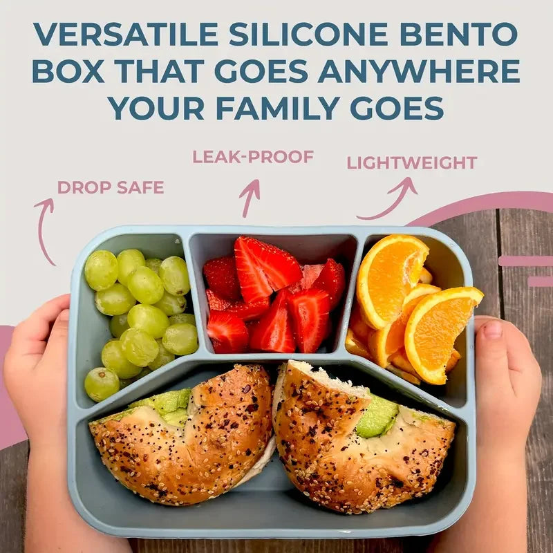 Eco-Friendly Leak-Proof Silicone Lunch Box with 4 Compartments