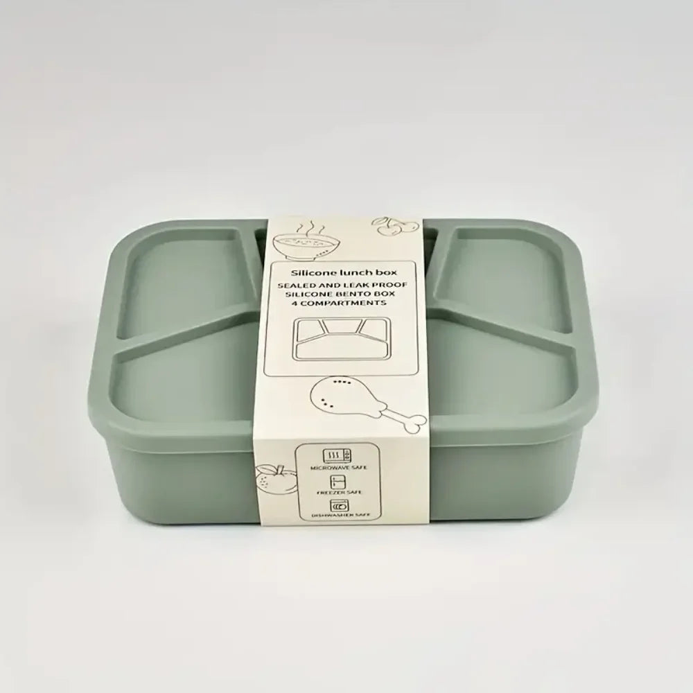 Eco-Friendly Leak-Proof Silicone Lunch Box with 4 Compartments
