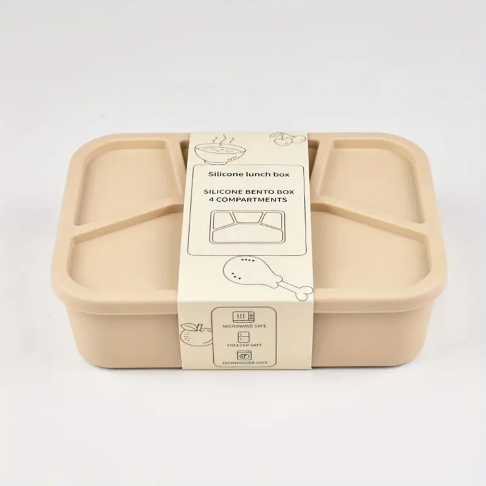 Eco-Friendly Leak-Proof Silicone Lunch Box with 4 Compartments