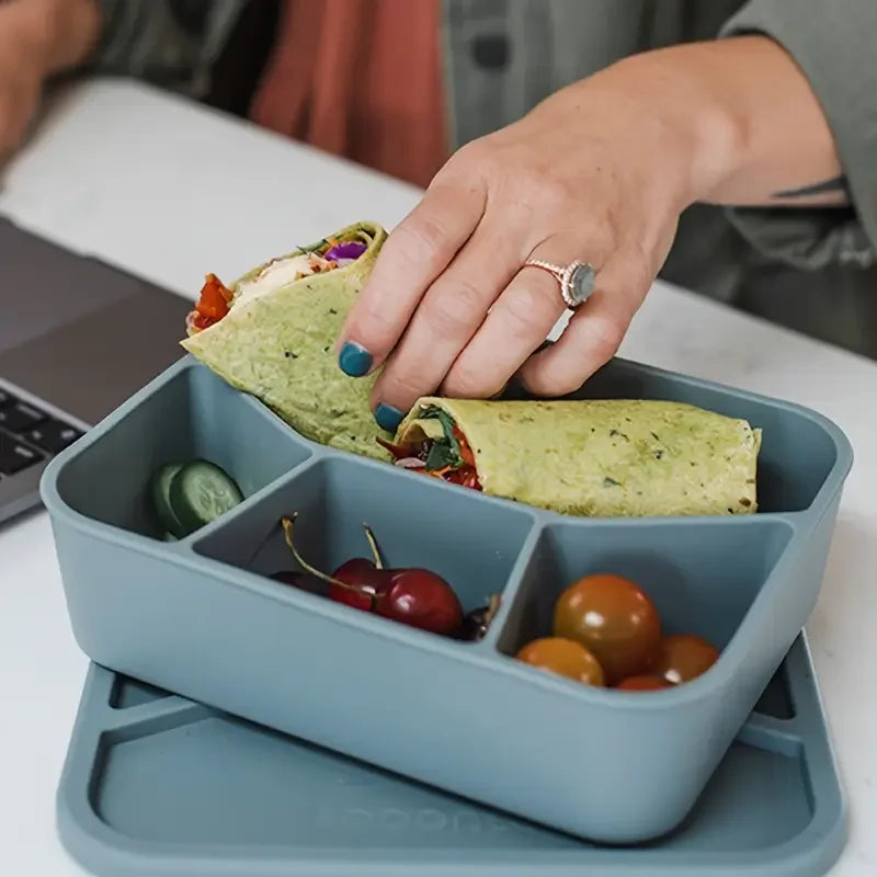 Eco-Friendly Leak-Proof Silicone Lunch Box with 4 Compartments