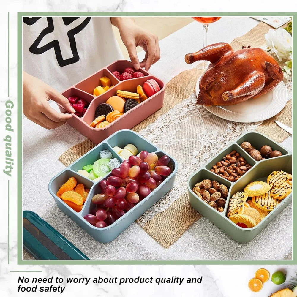 Eco-Friendly Leak-Proof Silicone Lunch Box with 4 Compartments