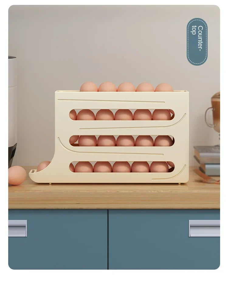 4-Layer Automatic Rolling Egg Dispenser – Fridge Organizer Rack
