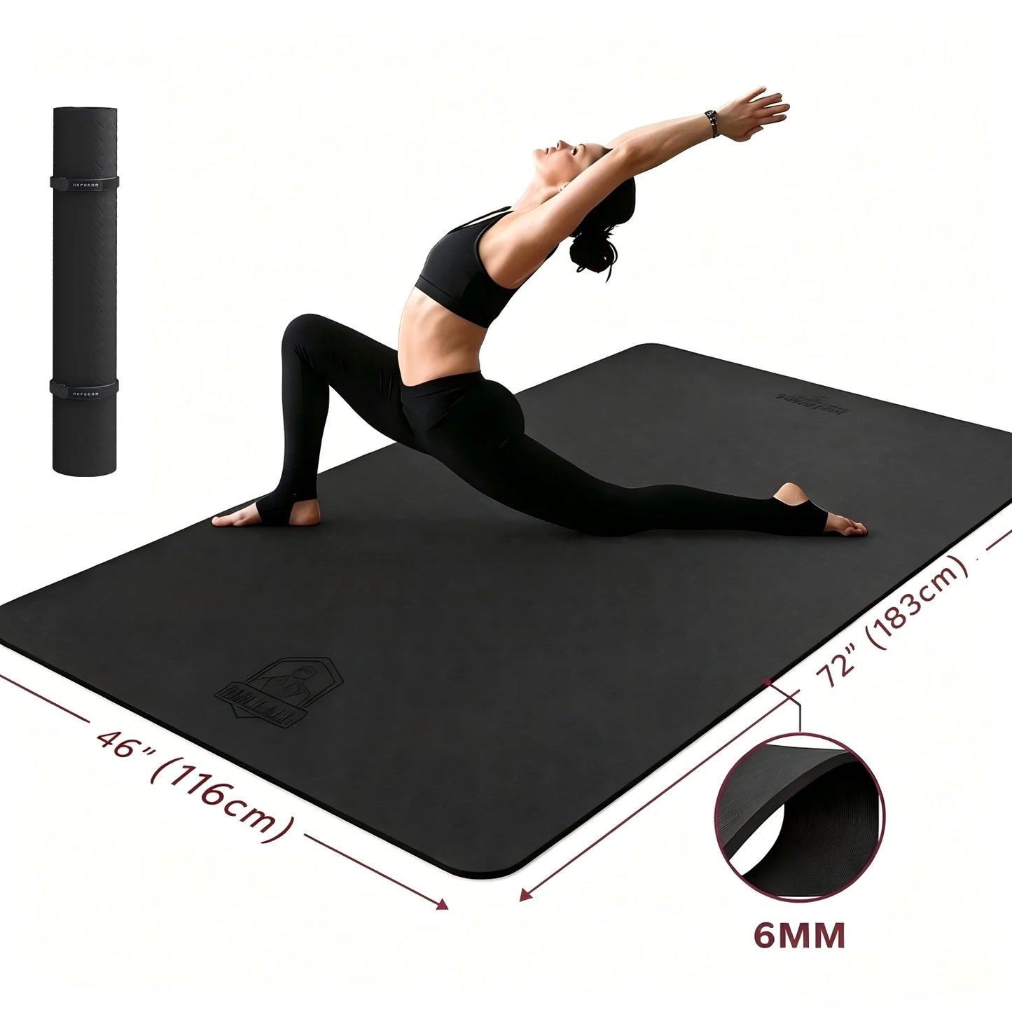 HAPBEAR Extra Large Yoga Mat – 6mm/8mm Thick, Non-Slip TPE, Wide Exercise Mat for Yoga, Pilates & Home Gym