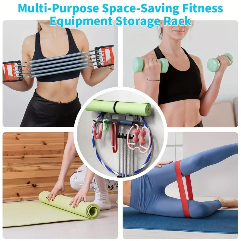 Home Gym Organizer Rack for Yoga Mats & Resistance Bands