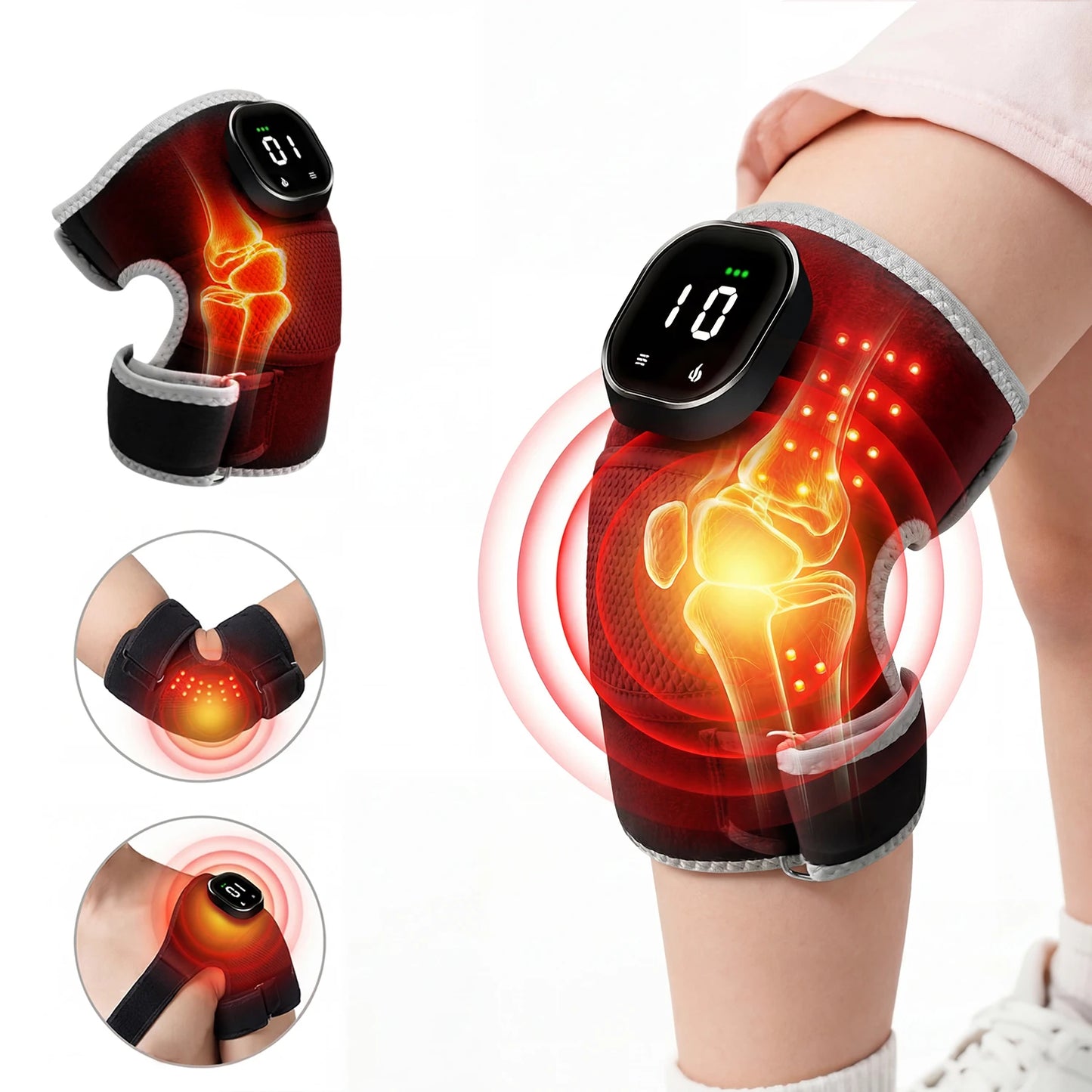 3-in-1 Red Light Therapy Knee & Joint Massager Brace