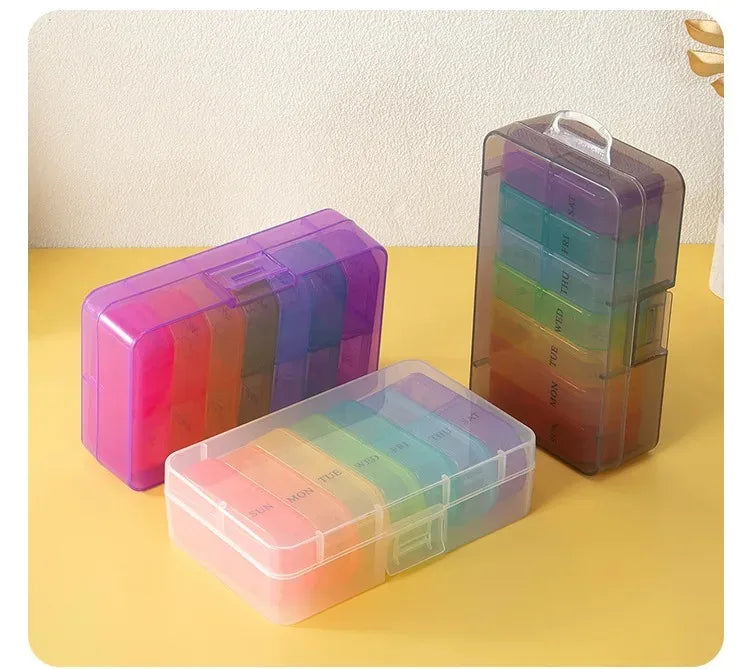 Pill Box 7 days Organizer 21 grids 3 Times One Day Portable Travel with Large Compartments for Vitamins Medicine Fish Oils Supplements