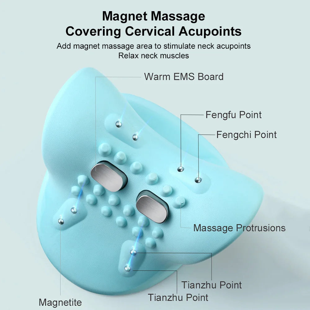 EMS Cervical Neck Massager & Traction Pillow with Heat