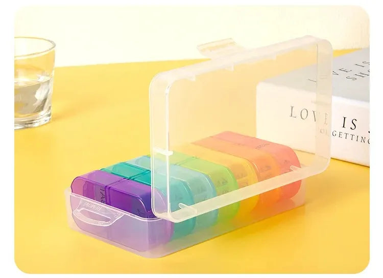 Pill Box 7 days Organizer 21 grids 3 Times One Day Portable Travel with Large Compartments for Vitamins Medicine Fish Oils Supplements