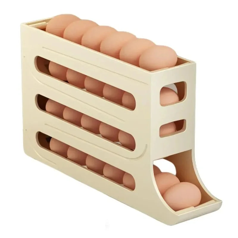 4-Layer Automatic Rolling Egg Dispenser – Fridge Organizer Rack
