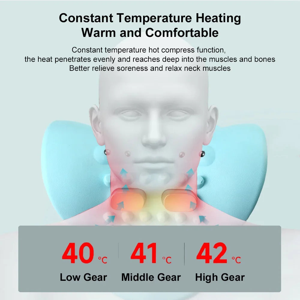 EMS Cervical Neck Massager & Traction Pillow with Heat