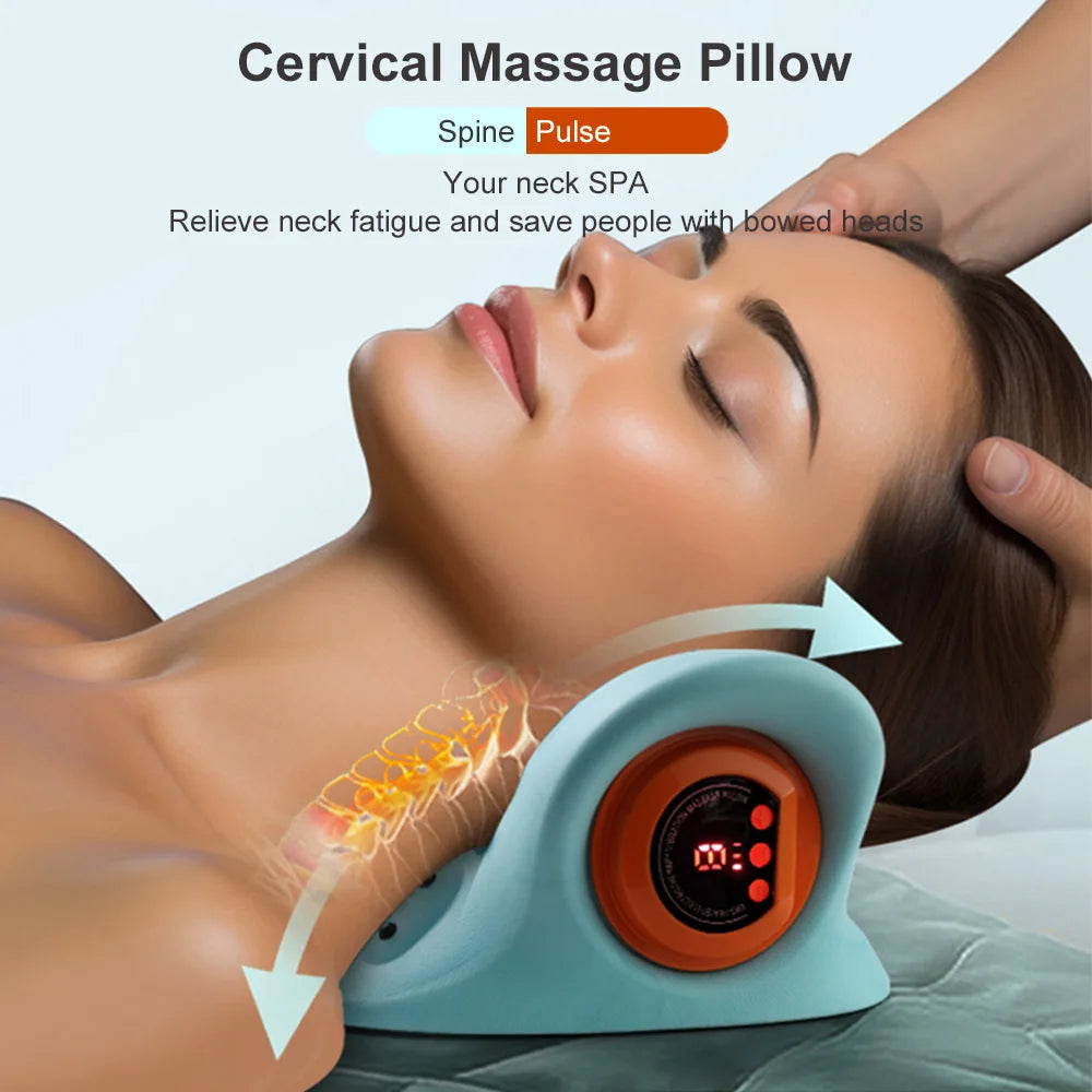 EMS Cervical Neck Massager & Traction Pillow with Heat