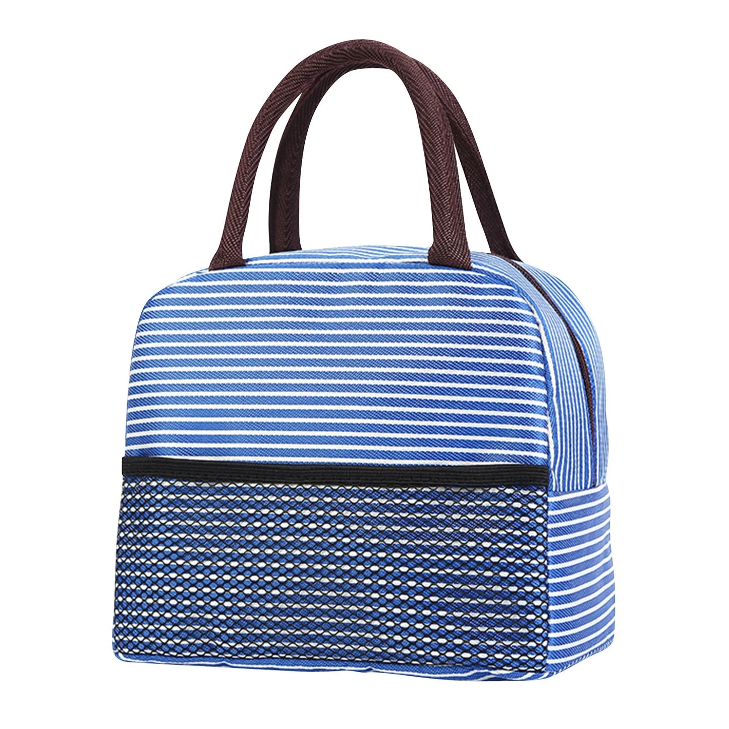 Insulated Canvas Stripe Lunch Bag — Portable Cooler Tote
