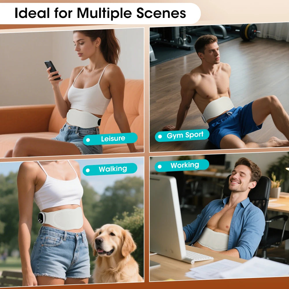 Electric/Rechargeable Heated Massager Belt – EMS Heat Therapy for Back Pain & Muscle Relief