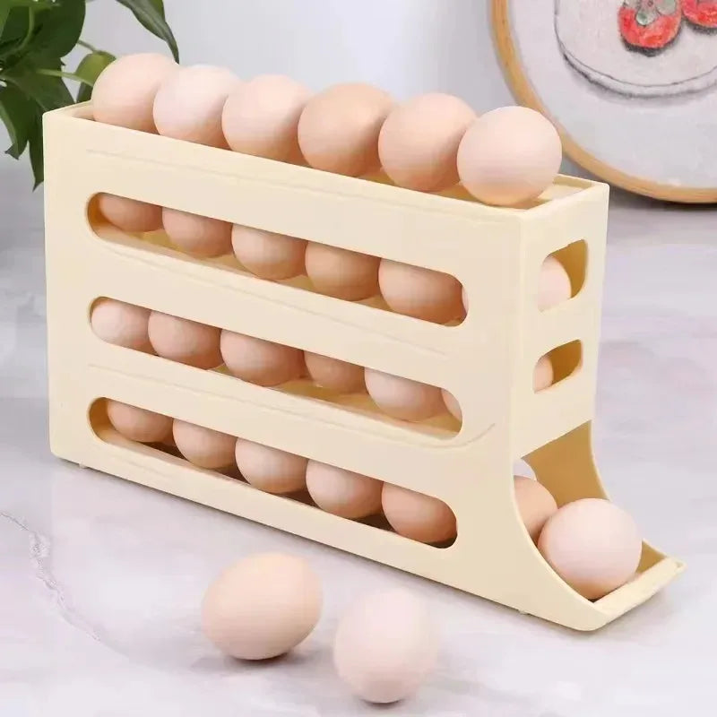 4-Layer Automatic Rolling Egg Dispenser – Fridge Organizer Rack