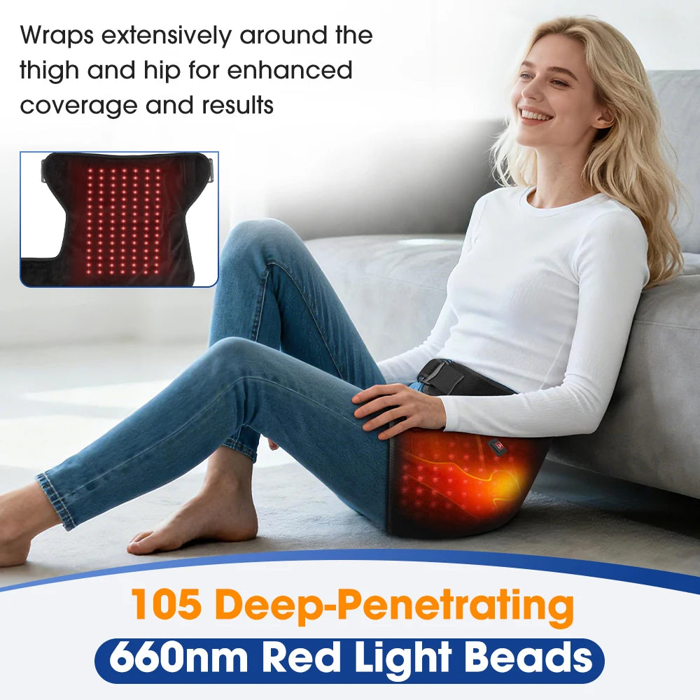 Infrared Heated Hip & Thigh Support Brace with 660nm Red Light