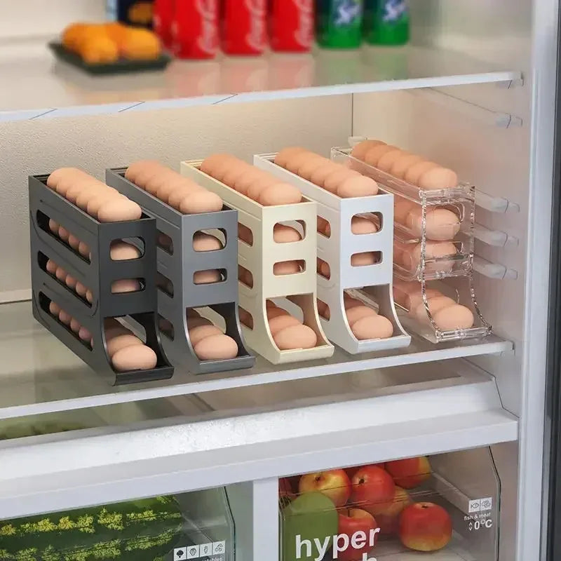 4-Layer Automatic Rolling Egg Dispenser – Fridge Organizer Rack