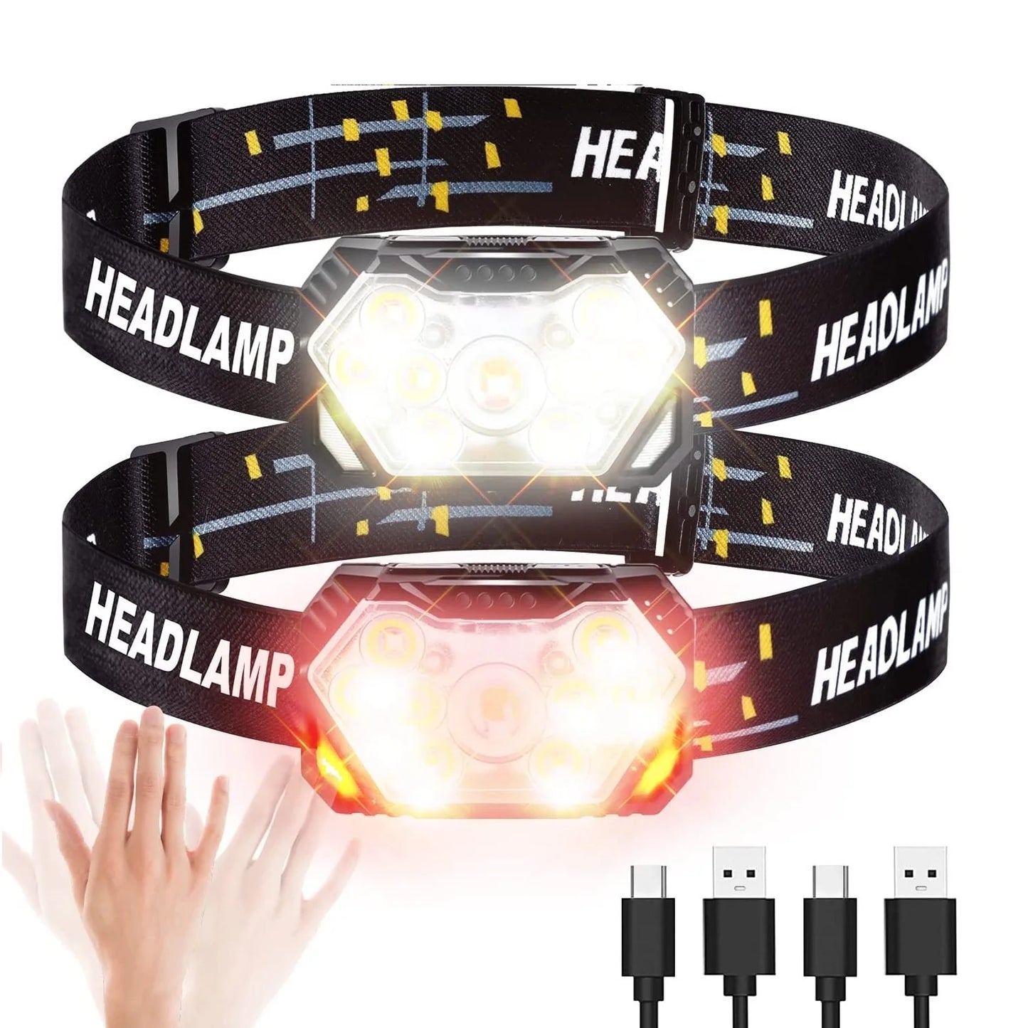 9 LED Rechargeable Headlamp – 2000 Lumen Motion Sensor Head Light for Camping, Hiking & Outdoor Exercise