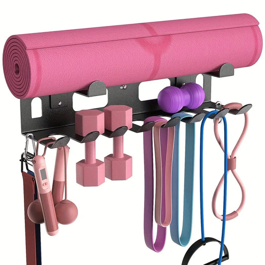 Home Gym Organizer Rack for Yoga Mats & Resistance Bands