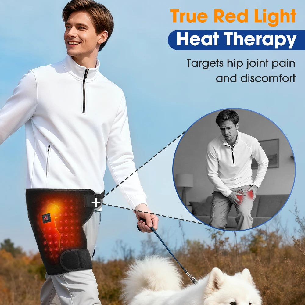 Infrared Heated Hip & Thigh Support Brace with 660nm Red Light