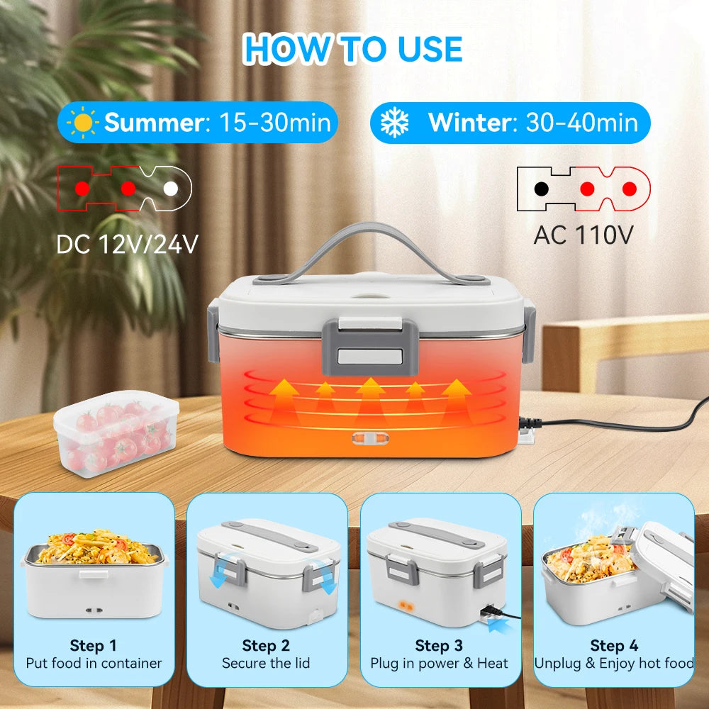 New Electric Lunch Box 80W Portable  Food Heater Bowl 1.8L for Car Truck Homes Offices Dining Box Microwave Oven EU US Plug