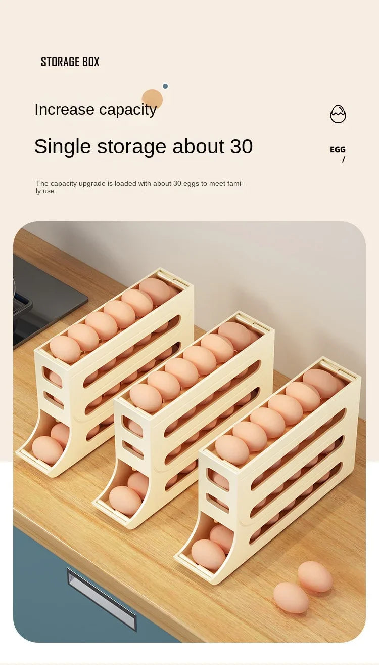 4-Layer Automatic Rolling Egg Dispenser – Fridge Organizer Rack