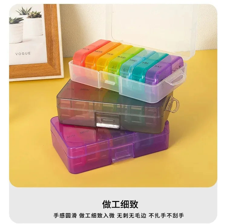 Pill Box 7 days Organizer 21 grids 3 Times One Day Portable Travel with Large Compartments for Vitamins Medicine Fish Oils Supplements