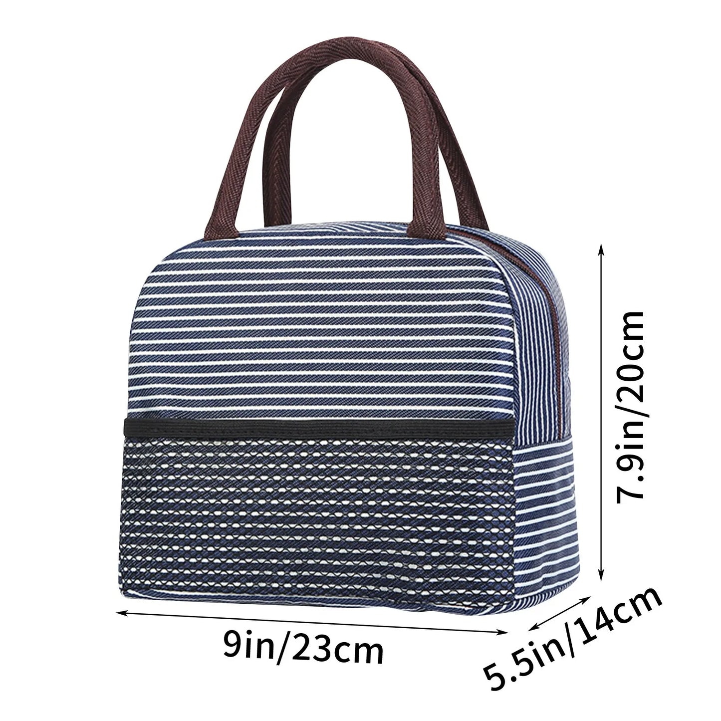 Insulated Canvas Stripe Lunch Bag — Portable Cooler Tote