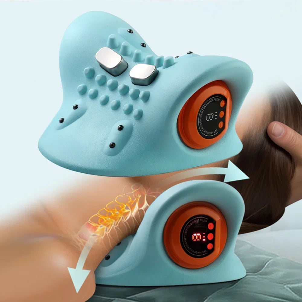 EMS Cervical Neck Massager & Traction Pillow with Heat