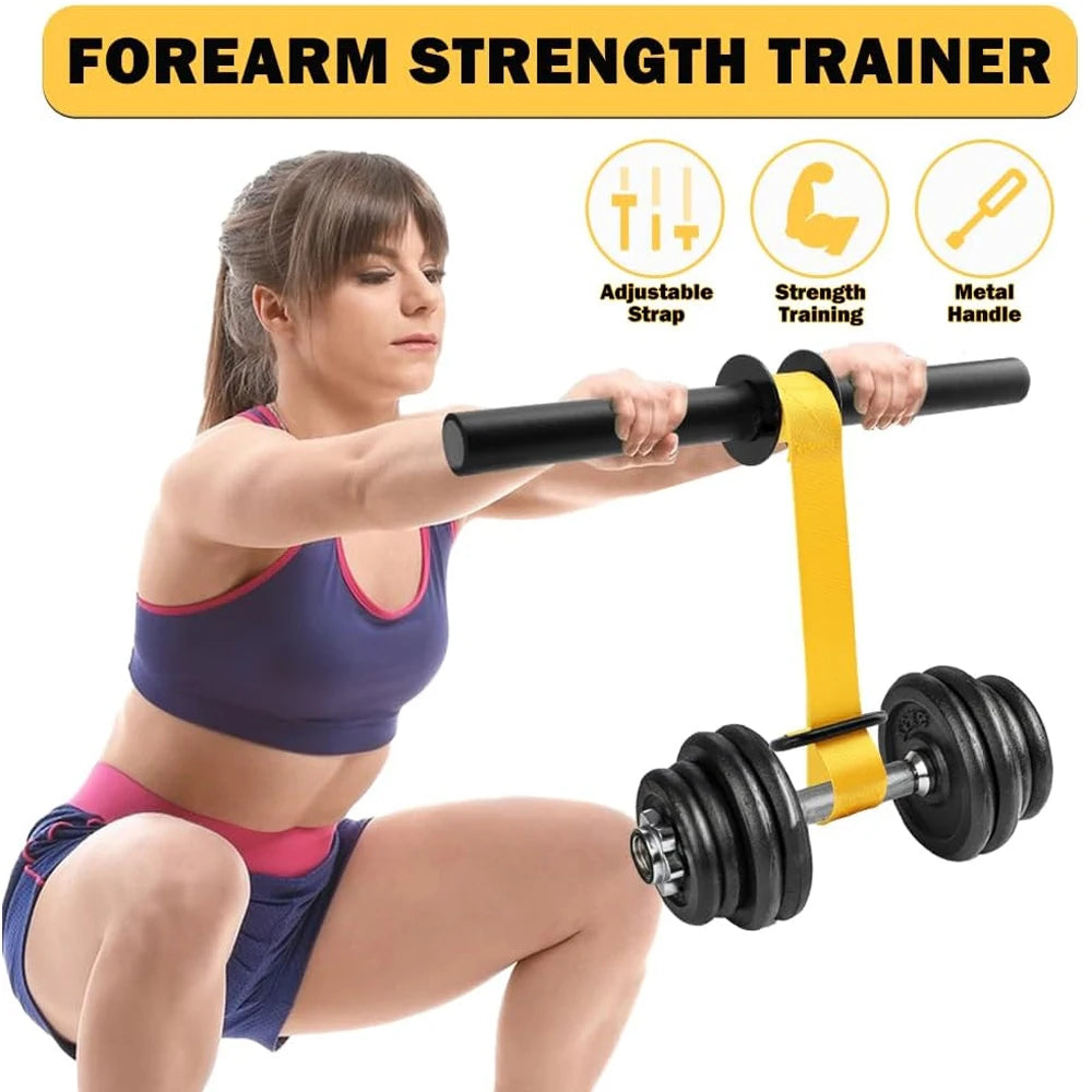 Wrist Roller Forearm Strength Trainer and Home gym 'barbell substitute' – Non-Slip Handle & Adjustable Belt