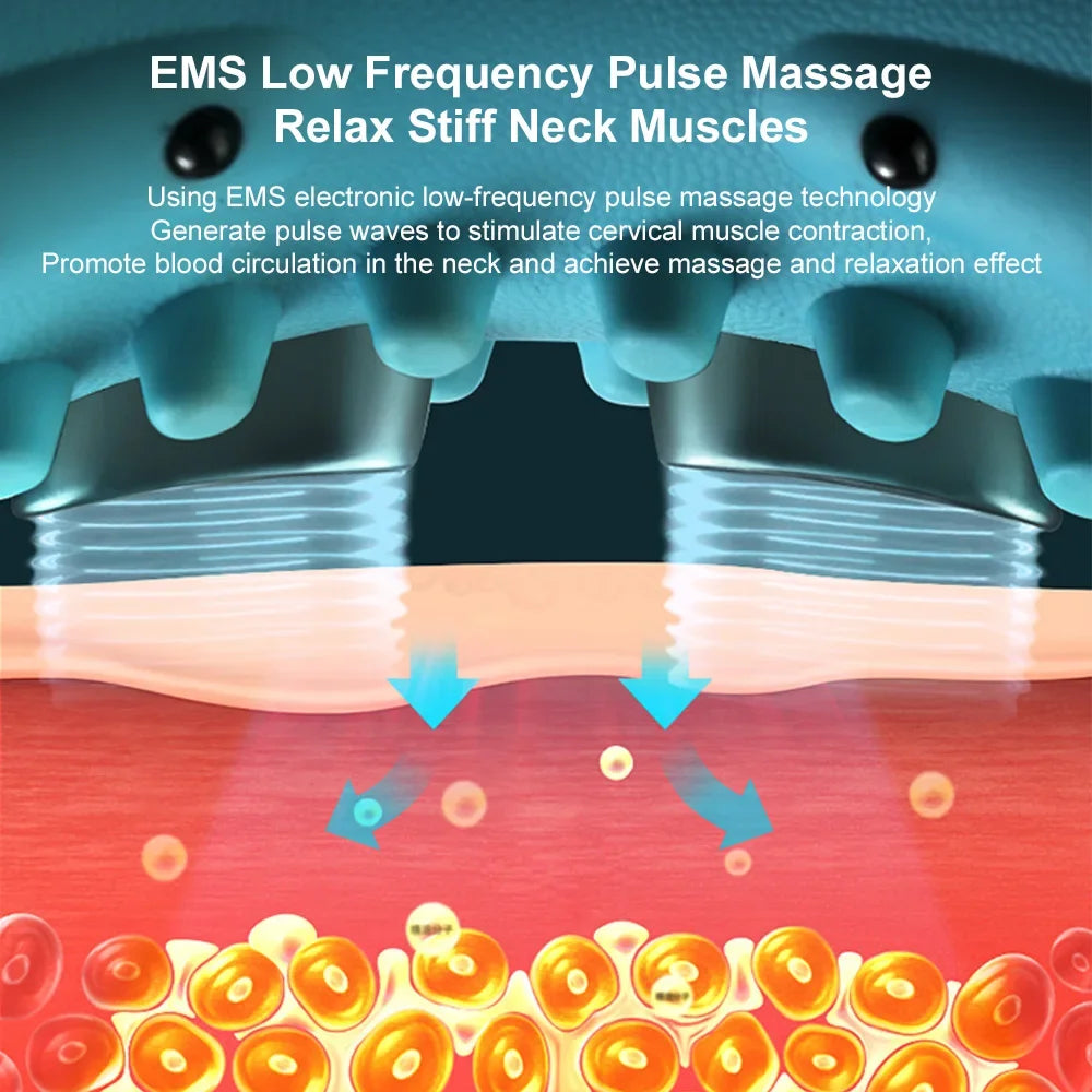 EMS Cervical Neck Massager & Traction Pillow with Heat
