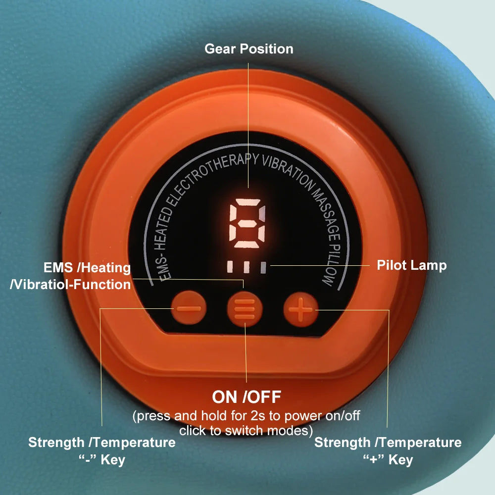 EMS Cervical Neck Massager & Traction Pillow with Heat
