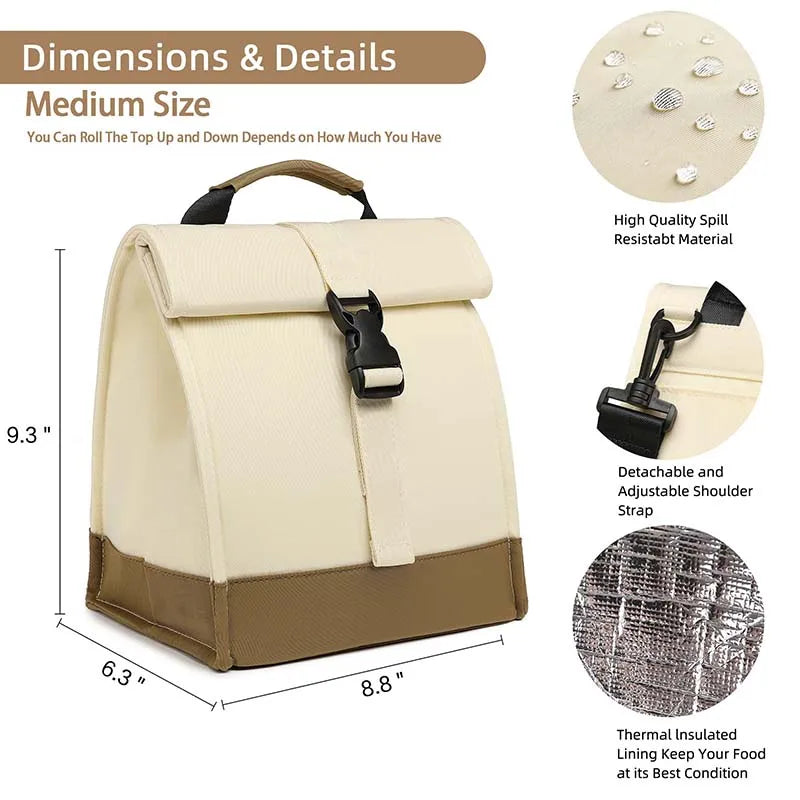 Women's Insulated Lunch Bag — Leakproof Foldable Tote