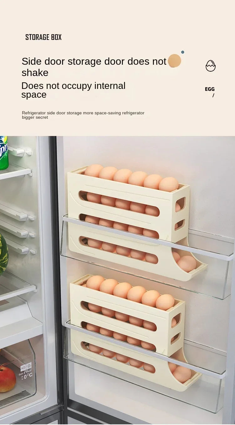 4-Layer Automatic Rolling Egg Dispenser – Fridge Organizer Rack