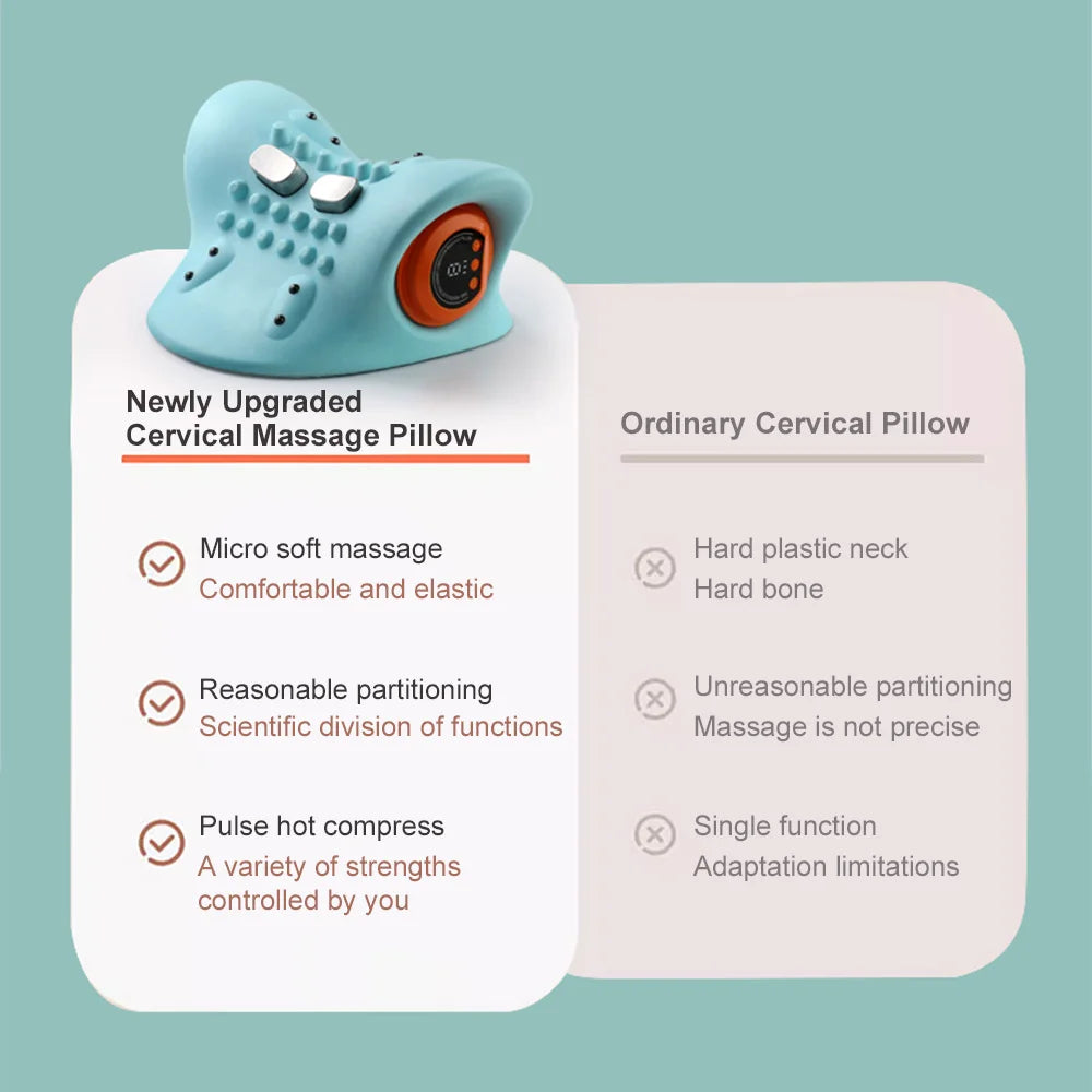 EMS Cervical Neck Massager & Traction Pillow with Heat