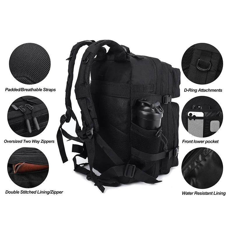 45L Meal Management Backpack for Tactical Adults Insulated Lunch Athletes Gym Bag Sports Daypacks with Bottle Holder