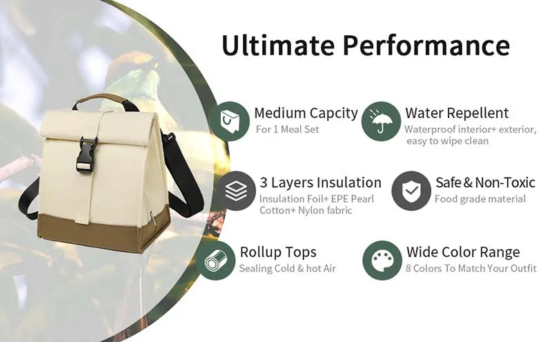Women's Insulated Lunch Bag — Leakproof Foldable Tote