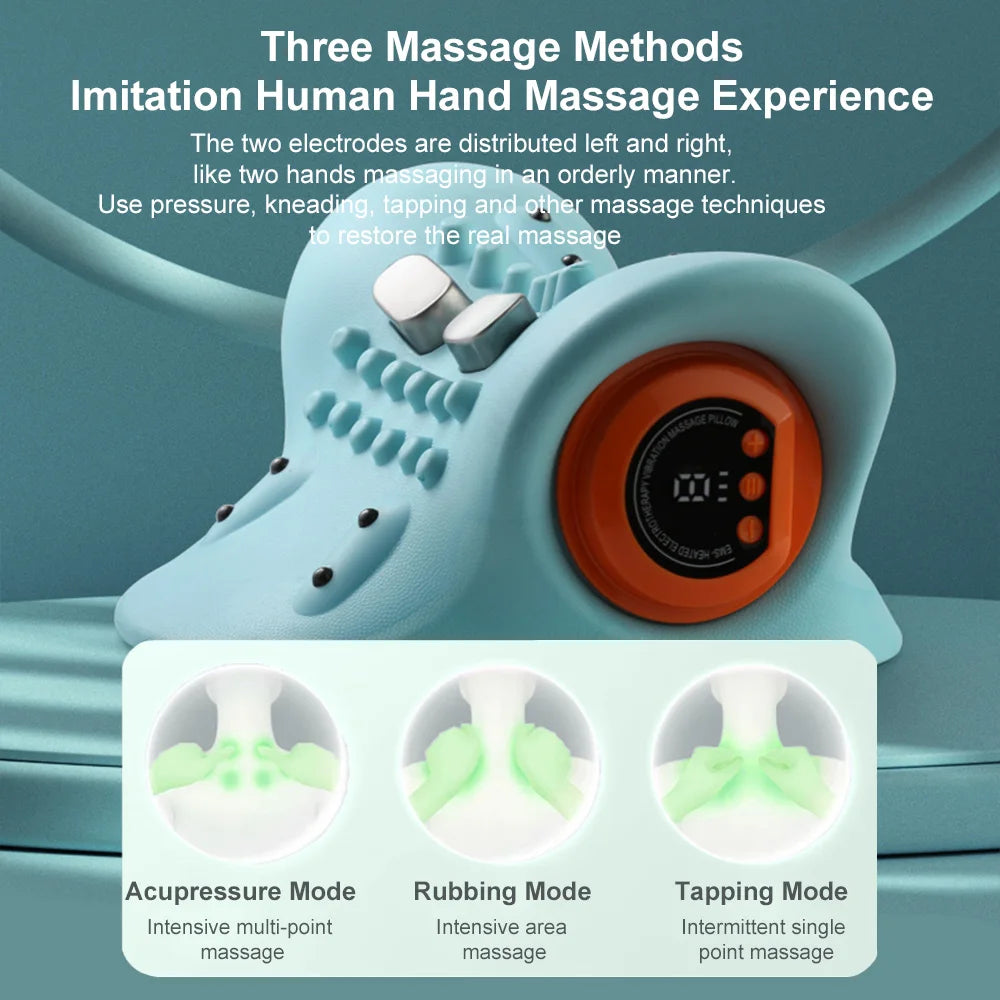 EMS Cervical Neck Massager & Traction Pillow with Heat