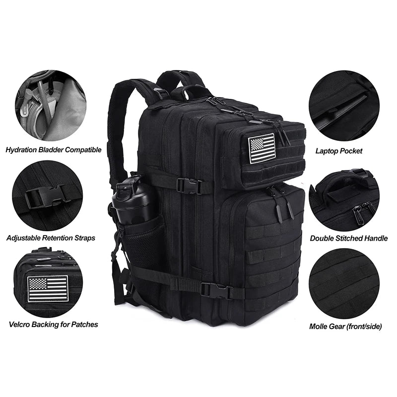 45L Meal Management Backpack for Tactical Adults Insulated Lunch Athletes Gym Bag Sports Daypacks with Bottle Holder