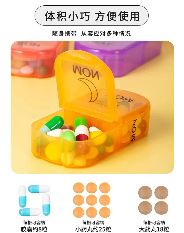 Pill Box 7 days Organizer 21 grids 3 Times One Day Portable Travel with Large Compartments for Vitamins Medicine Fish Oils Supplements