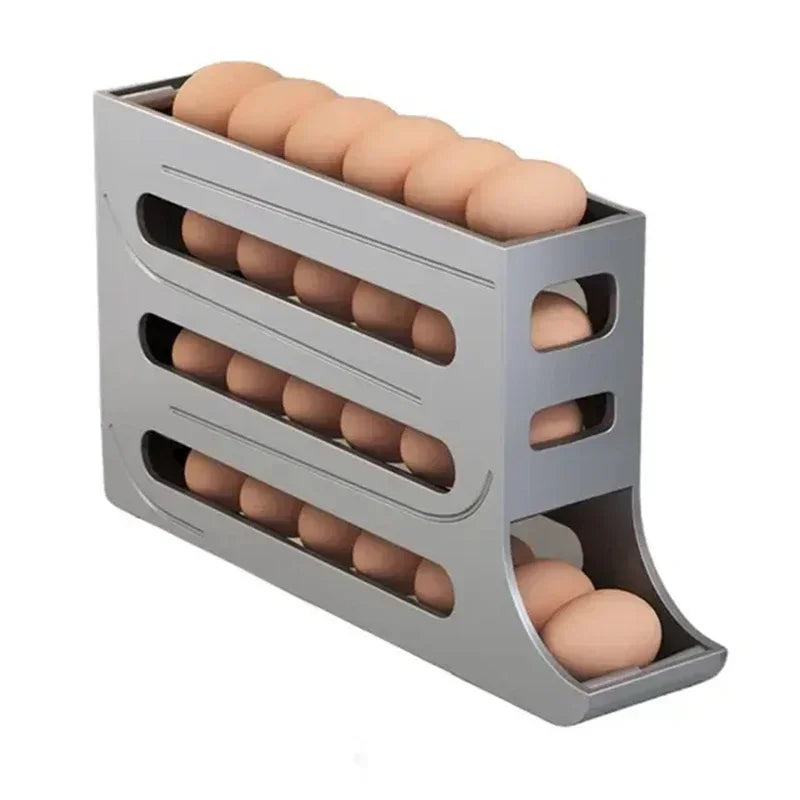 4-Layer Automatic Rolling Egg Dispenser – Fridge Organizer Rack