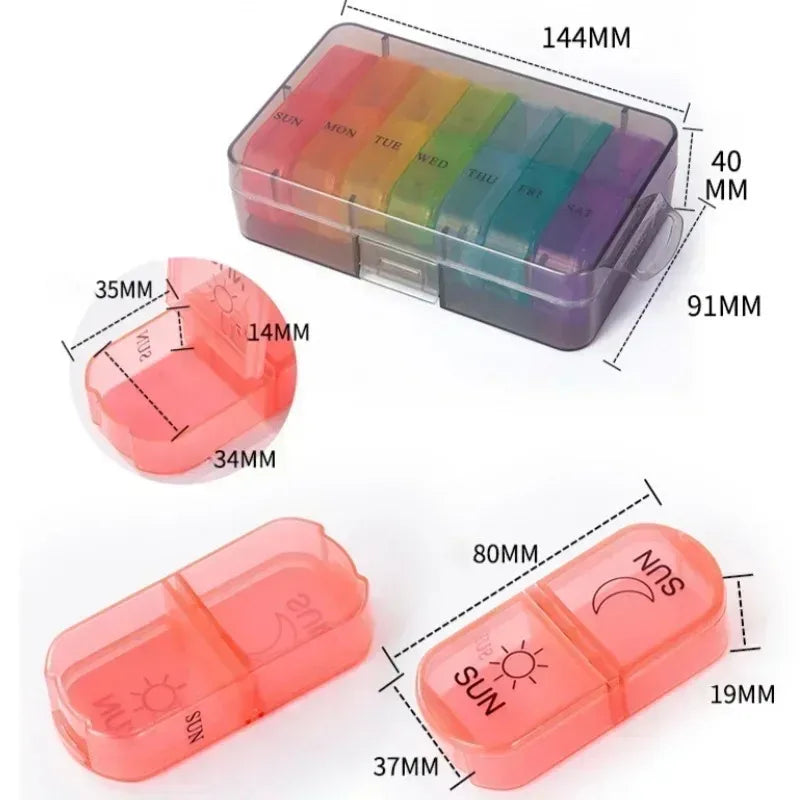 Pill Box 7 days Organizer 21 grids 3 Times One Day Portable Travel with Large Compartments for Vitamins Medicine Fish Oils Supplements