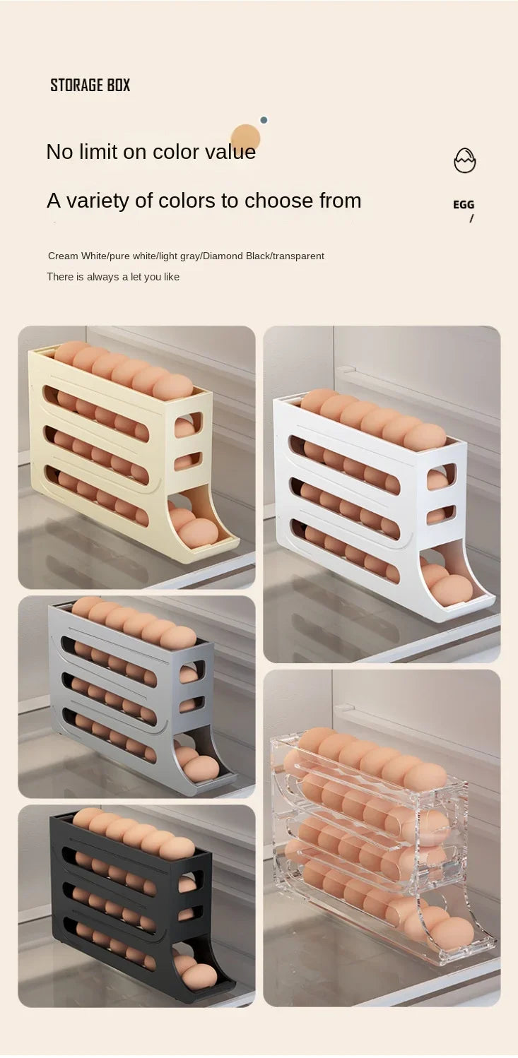 4-Layer Automatic Rolling Egg Dispenser – Fridge Organizer Rack