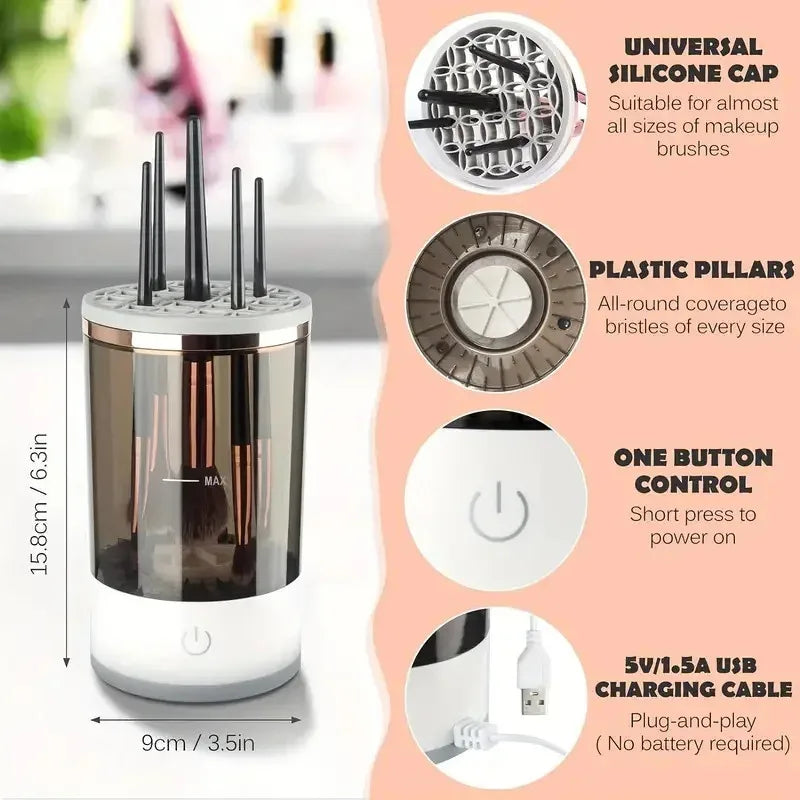 USB Plug Portable Electric Makeup Brush Cleaner with Rubber Makeup Machine Electric USB Quick Cleaner Cleaning Brush