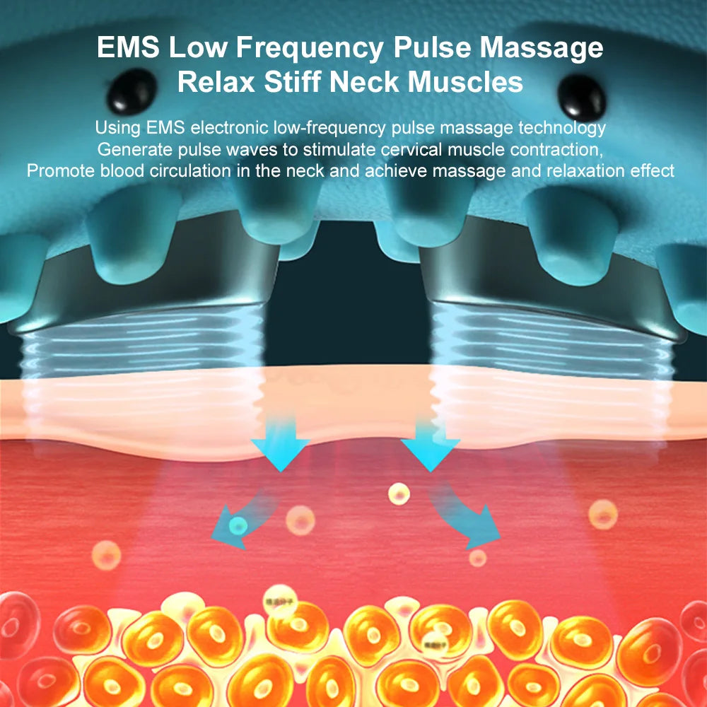 EMS Cervical Neck Massager & Traction Pillow with Heat