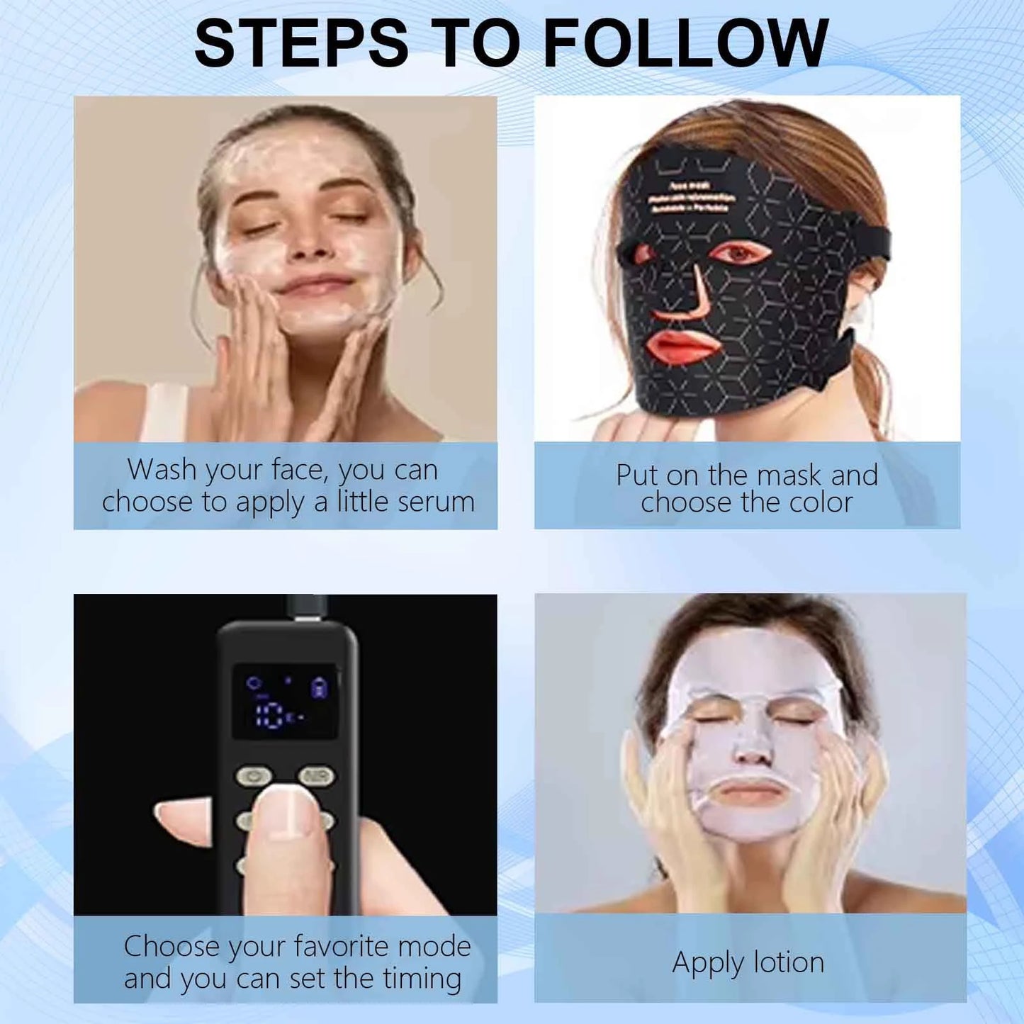 Silicone LED Mask Face 4 Colors LED Light Photon Red Light Near Infrared Therapy Anti Aging Skin Rejuvenation Lifting Tighten Beauty Mask Home Use Red Light Therapy Mask for Face