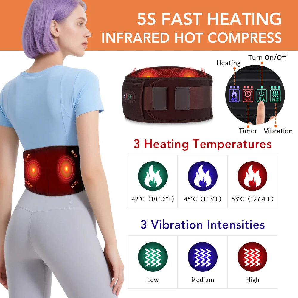 Heating Vibration Lower Back Massager Belt