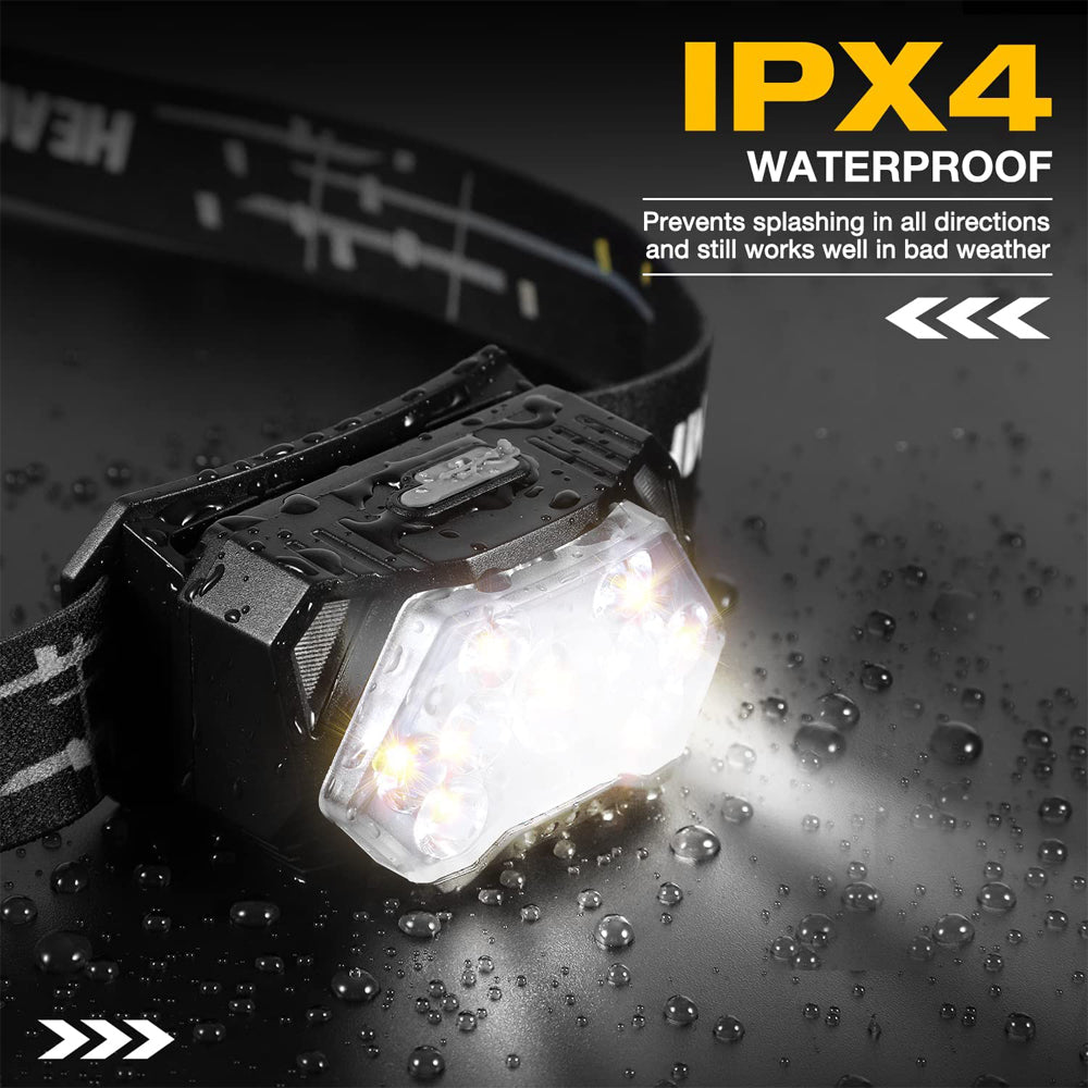 9 LED Rechargeable Headlamp – 2000 Lumen Motion Sensor Head Light for Camping, Hiking & Outdoor Exercise